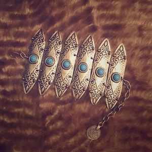 Faux turquoise bracelet, adjustable